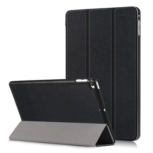 For iPad mini (2019) 7.9 inch / mini 4 Sturdy Tri-fold Stand Leather Smart Tablet Cover Case - Black - 1