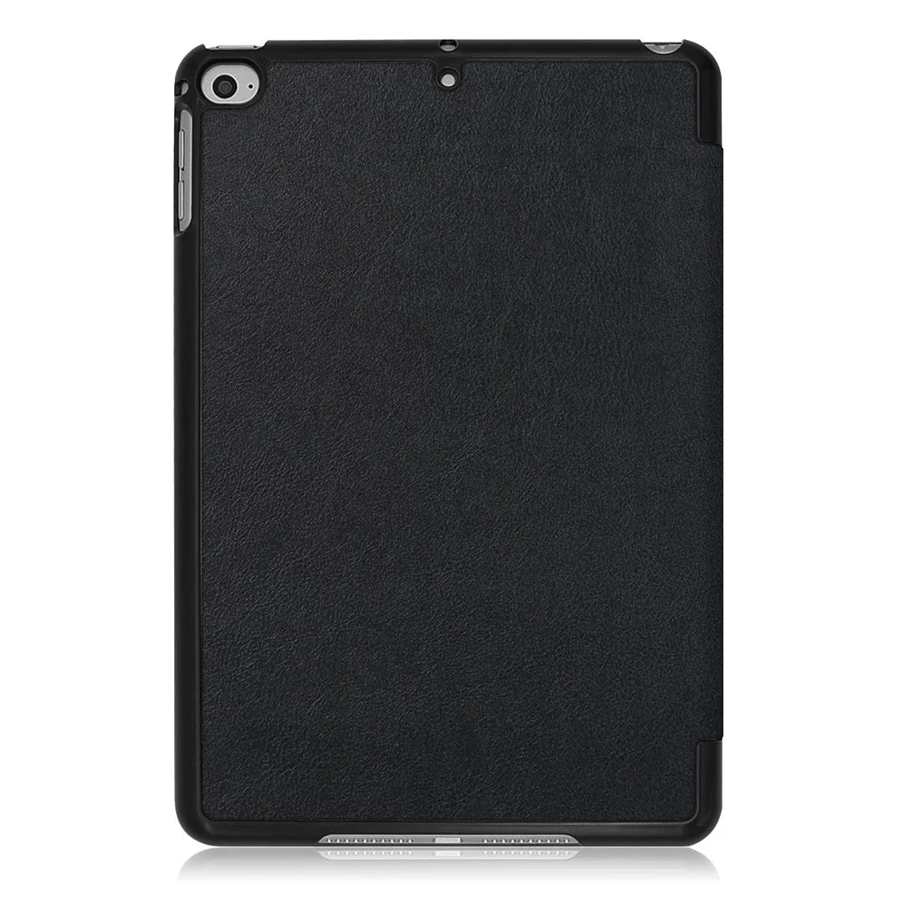 For iPad mini (2019) 7.9 inch / mini 4 Sturdy Tri-fold Stand Leather Smart Tablet Cover Case - Black - 3