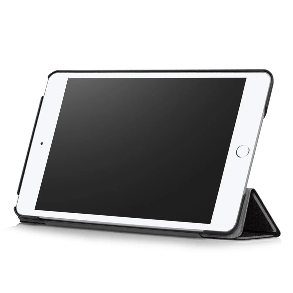 For iPad mini (2019) 7.9 inch / mini 4 Sturdy Tri-fold Stand Leather Smart Tablet Cover Case - Black - 5