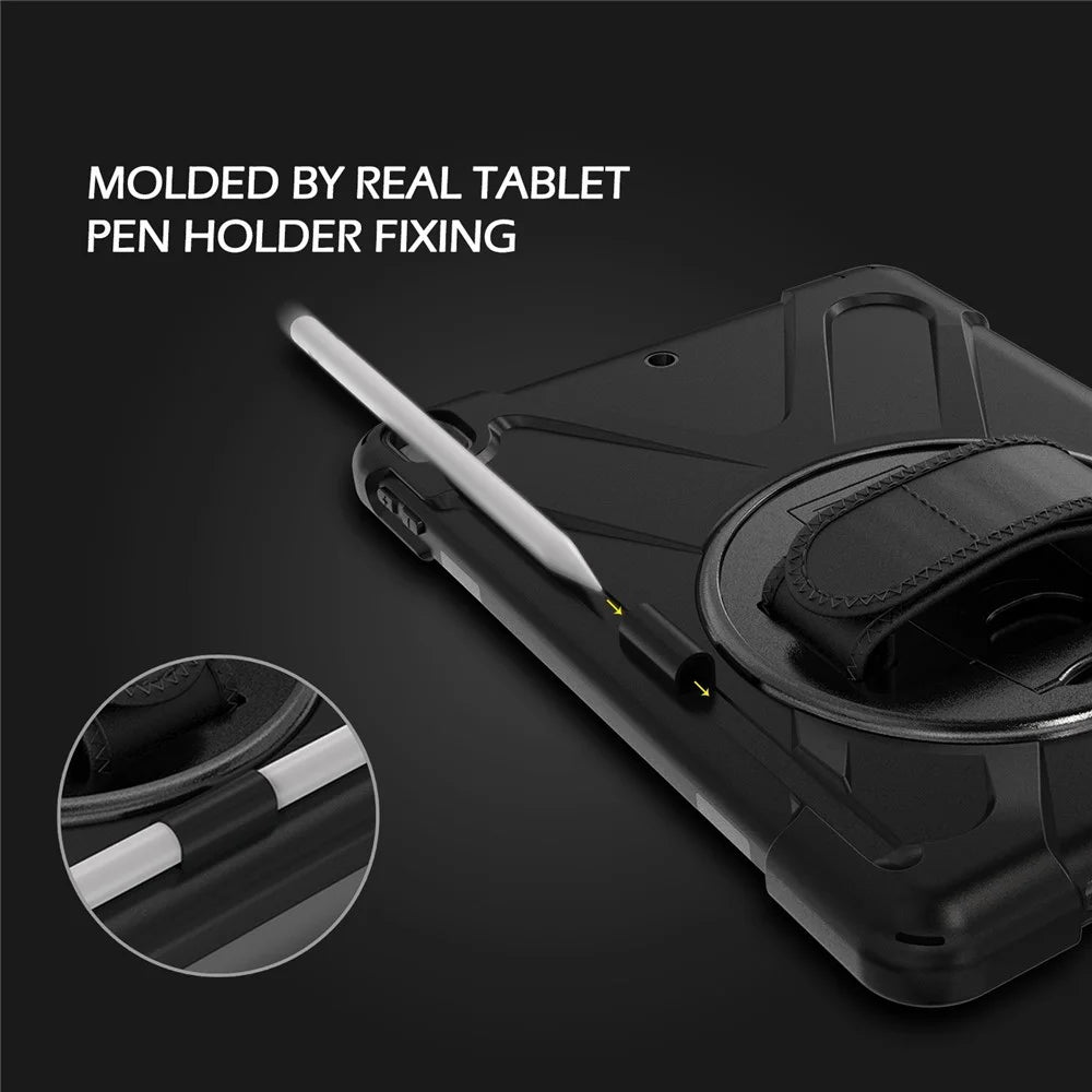 [X-Shape] PC + TPU 360-degree Swivel Kickstand Case with Hand Strap for iPad Air 10.5 inch (2019) / Pro 10.5-inch (2017) - Black - 6