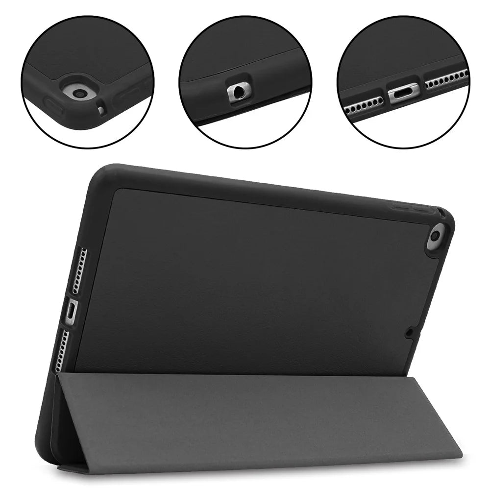 Stable Tri-fold Stand Stand PU Leather Smart Case with Pen Slot for iPad mini (2019) 7.9 inch / iPad mini 4 - Black - 5