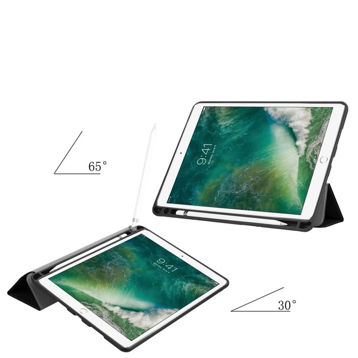 Tri-fold Stand PU Leather Smart Case with Pen Slot for iPad Air 10.5 (2019) / Pro 10.5-inch (2017) - Black - 2