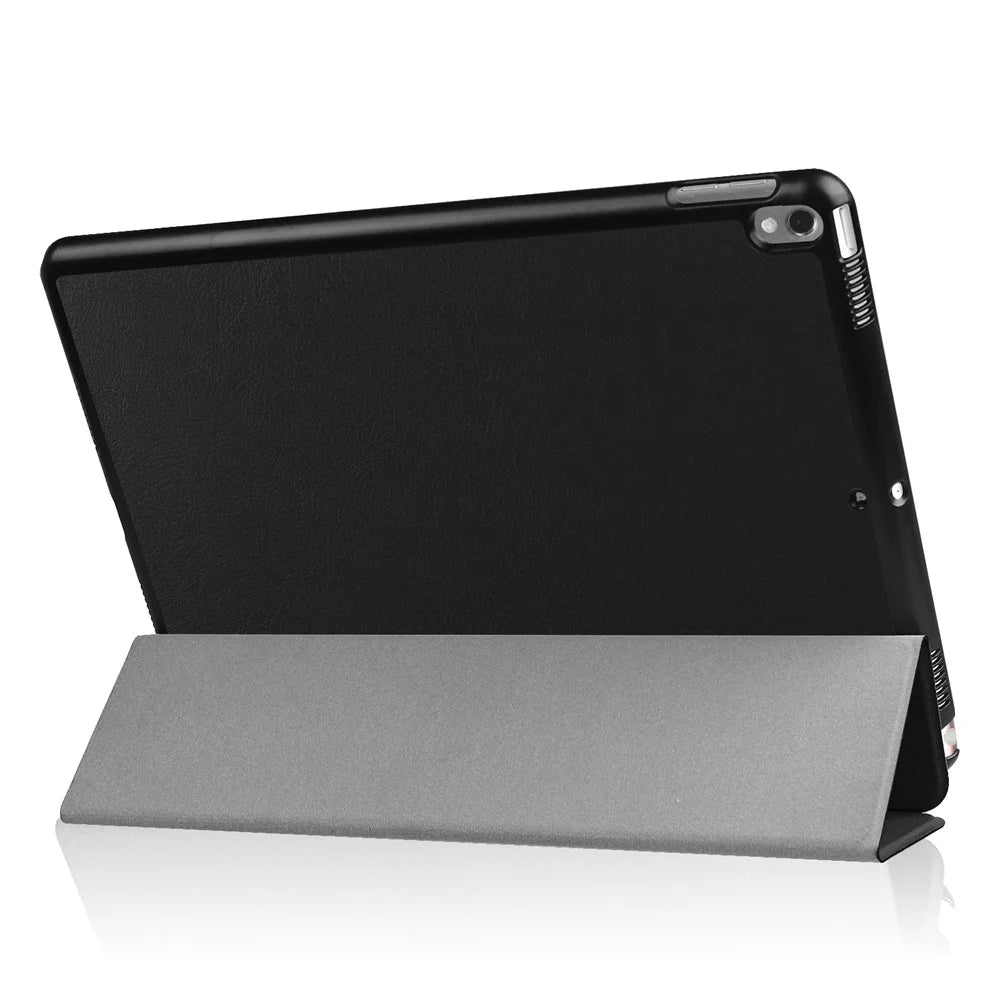For iPad Air 10.5 (2019) / Pro 10.5-inch (2017) Tri-fold PU Leather Smart Stand Case Accessory - Black - 4