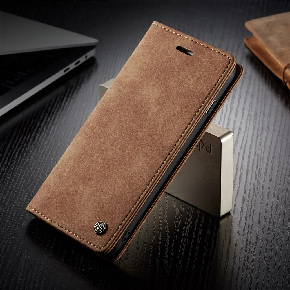 CASEME 013 Series Auto-absorbed PU Leather Wallet Stand Case for iPhone 7 Plus  / 8 Plus 5.5 inch - Khaki - 5
