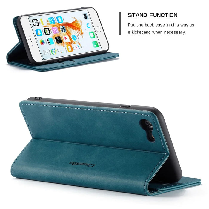 CASEME 013 Series Auto-absorbed PU Leather Wallet Stand Case for iPhone 6s / 6 4.7-inch - Blue - 4