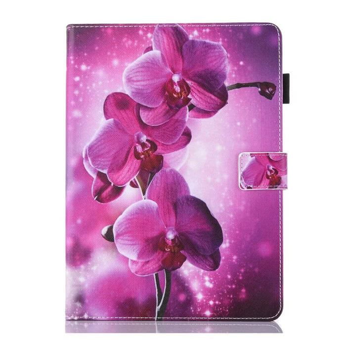 Patterned Card Slots Leather Tablet Cover for iPad mini (2019) 7.9 inch / Mini 4 / 3 / 2 / 1 - Cymbidium - 1