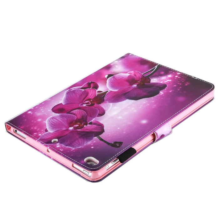 Patterned Card Slots Leather Tablet Cover for iPad mini (2019) 7.9 inch / Mini 4 / 3 / 2 / 1 - Cymbidium - 5