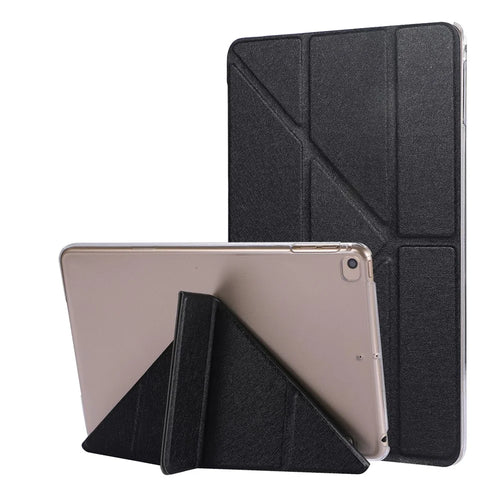 Silk Texture Origami Stand PU Leather Case for iPad mini (2019) 7.9 inch - Black - 1