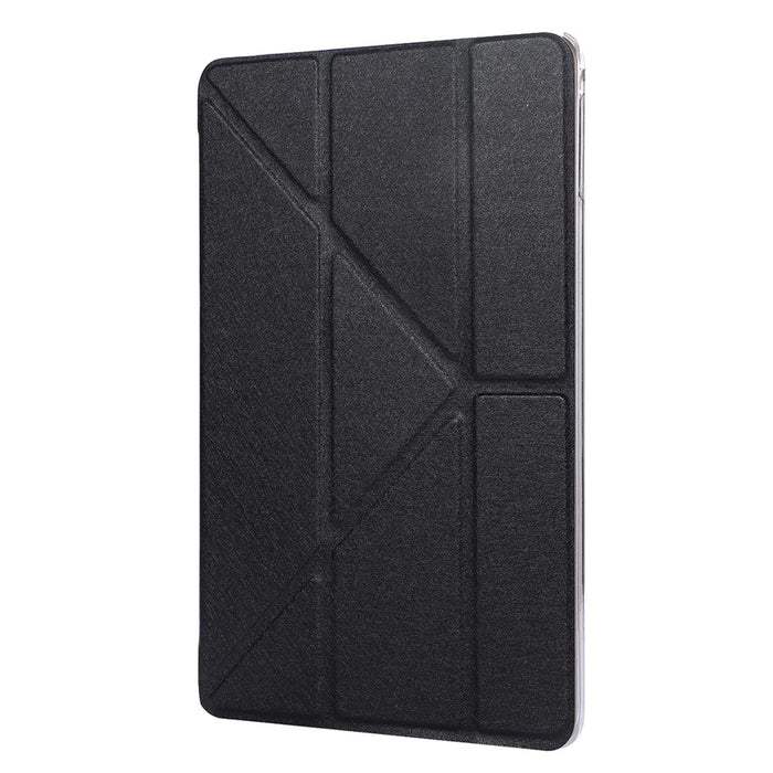 Silk Texture Origami Stand PU Leather Case for iPad mini (2019) 7.9 inch - Black - 2