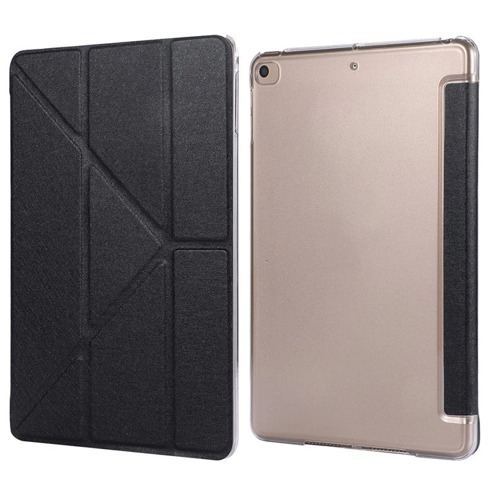 Silk Texture Origami Stand PU Leather Case for iPad mini (2019) 7.9 inch - Black - 4