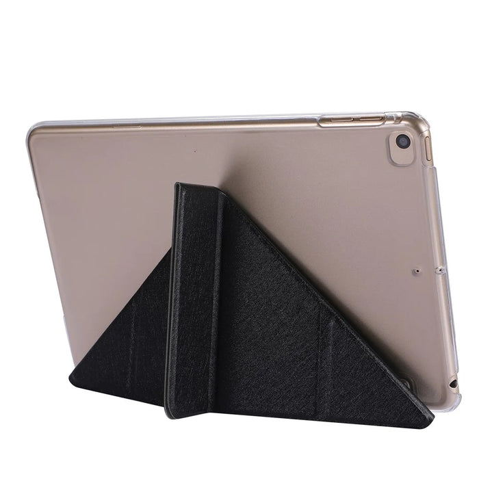 Silk Texture Origami Stand PU Leather Case for iPad mini (2019) 7.9 inch - Black - 5