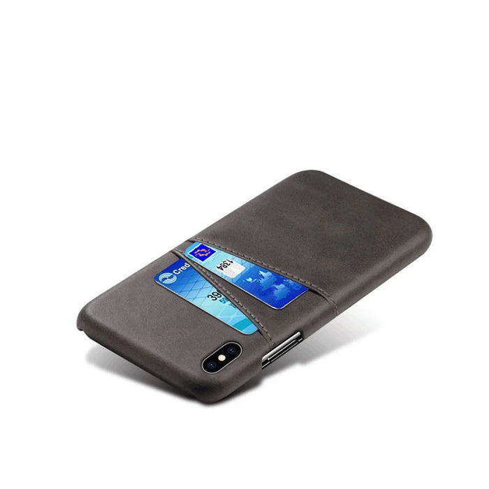 Dual Card Slots PU Leather Coated PC Case for iPhone XS Max 6.5 inch - Black - 4