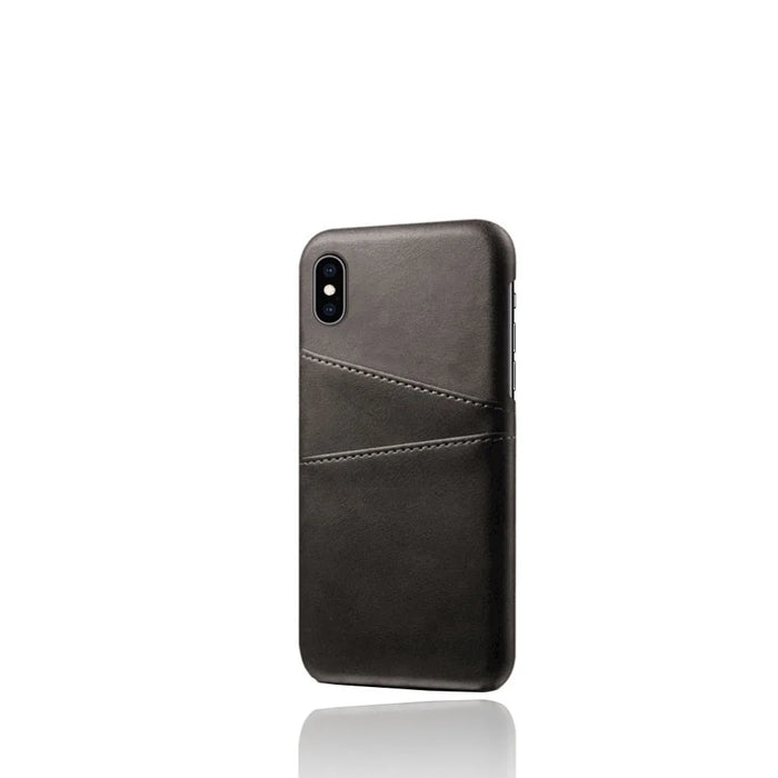 Dual Card Slots PU Leather Coated PC Case for iPhone XS Max 6.5 inch - Black - 5