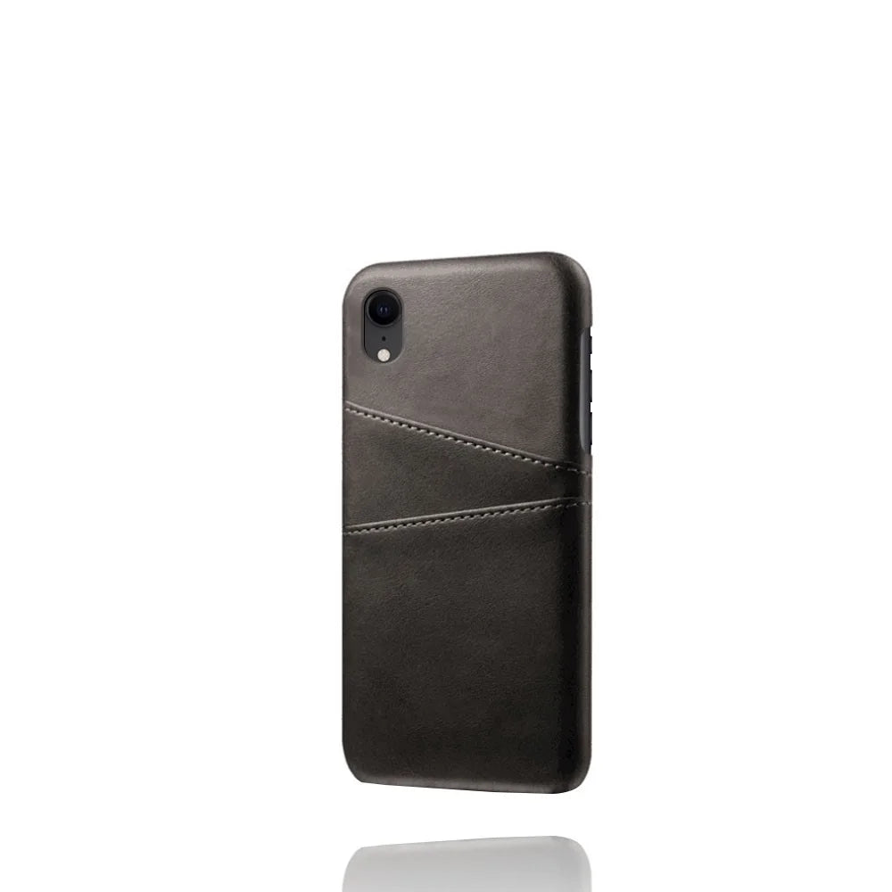 Dual Card Slots PU Leather Coated PC Case for iPhone XR 6.1 inch - Black - 5