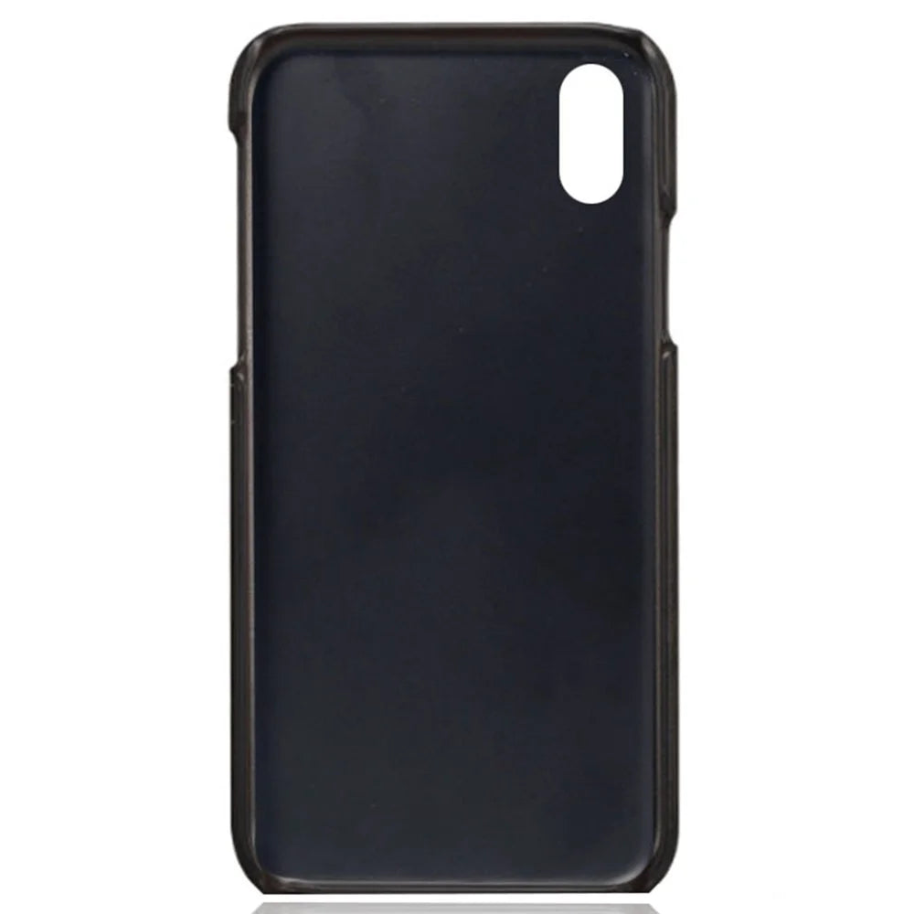 PU Leather Coated PC Case for iPhone XS 5.8 inch, Ultra Slim Card Holder Shockproof Phone Cover - Black - 3