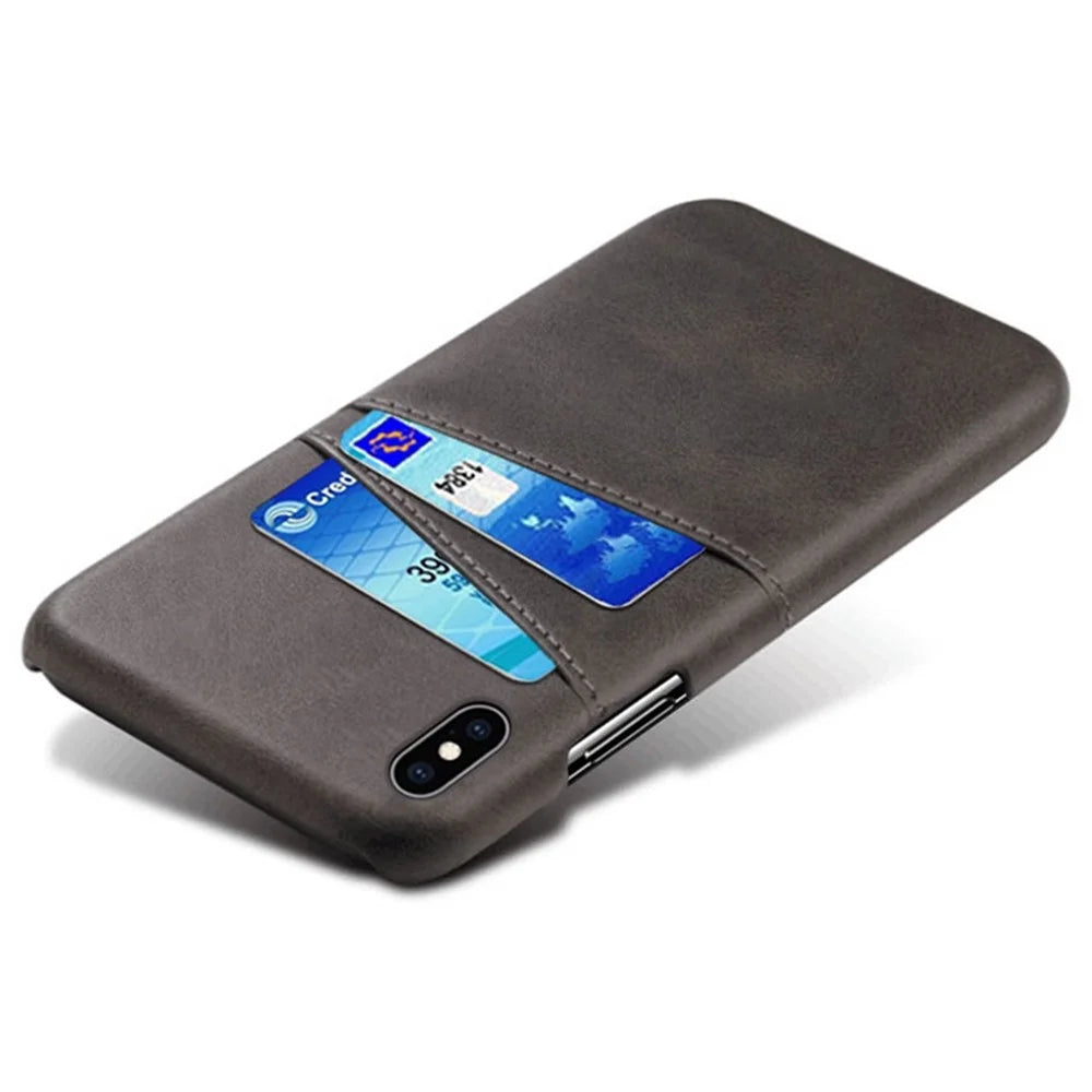 PU Leather Coated PC Case for iPhone XS 5.8 inch, Ultra Slim Card Holder Shockproof Phone Cover - Black - 4