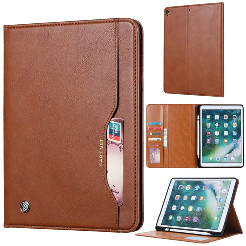 PU Leather Stand Wallet Protective Case with Pen Slot for iPad Air 10.5 inch (2019) - Brown - 1