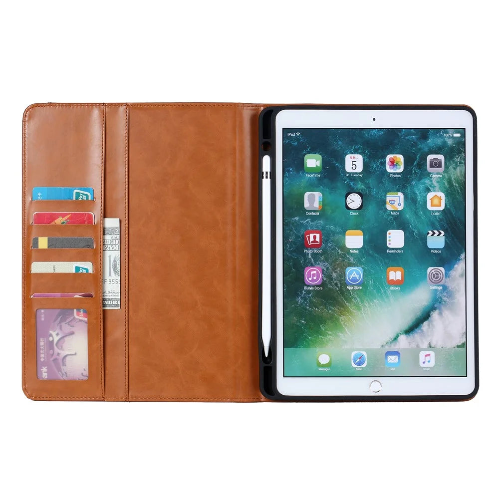 PU Leather Stand Wallet Protective Case with Pen Slot for iPad Air 10.5 inch (2019) - Brown - 4