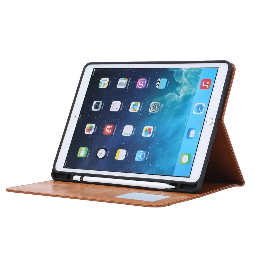 PU Leather Stand Wallet Protective Case with Pen Slot for iPad Air 10.5 inch (2019) - Brown - 6