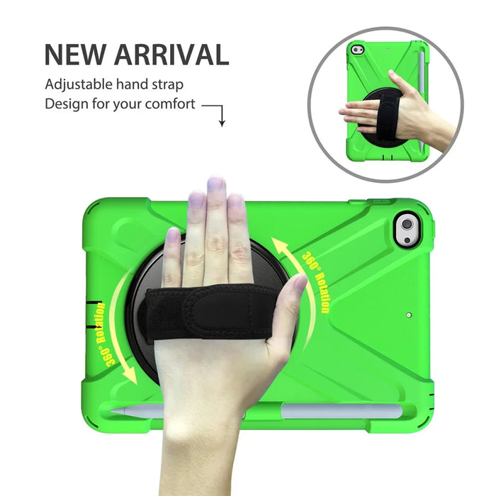 [X-Shape] PC + TPU 360-degree Swivel Kickstand Case with Hand Strap for iPad mini (2019) 7.9 inch / iPad mini 4 - Green - 2