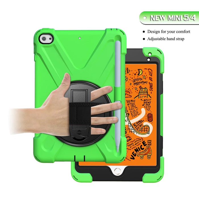 [X-Shape] PC + TPU 360-degree Swivel Kickstand Case with Hand Strap for iPad mini (2019) 7.9 inch / iPad mini 4 - Green - 6