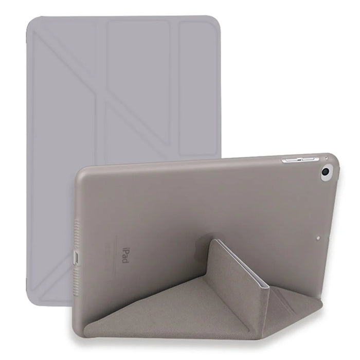 Multi-fold PU Leather Tablet Case Stand Cover for iPad mini (2019) 7.9 inch / mini 4 - Grey - 1