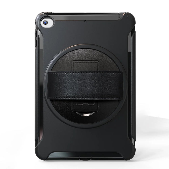 3 Layer Multi-functions TPU + PC Hybrid Case for iPad mini 4 / mini (2019) with Kickstand Hand Band Design - Black - 2
