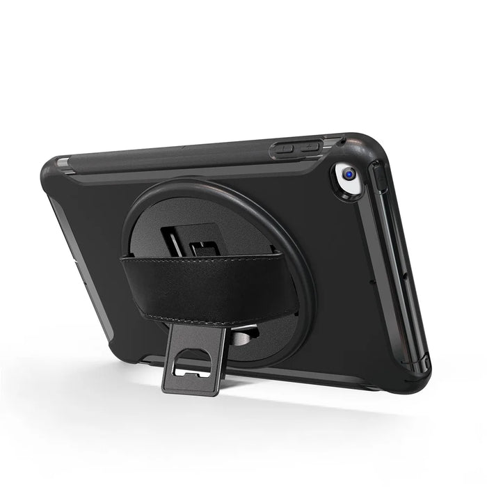 3 Layer Multi-functions TPU + PC Hybrid Case for iPad mini 4 / mini (2019) with Kickstand Hand Band Design - Black - 5