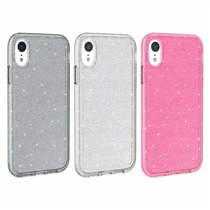 Glittery Powder PC TPU Hybrid Back Case for iPhone XR 6.1 inch - Transparent - 2