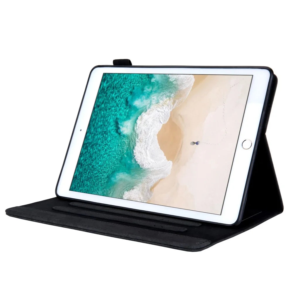 Business Style Auto Wake & Sleep Leather Case with Card Storage for iPad 9.7 (2018)/(2017) /Pro 9.7 inch / Air 2 /Air (2013) - Black - 5