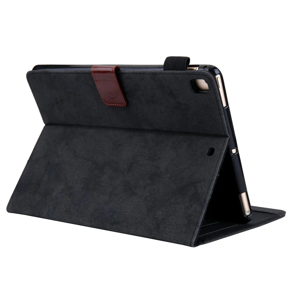 Business Style Auto Wake & Sleep Leather Case with Card Storage for iPad 9.7 (2018)/(2017) /Pro 9.7 inch / Air 2 /Air (2013) - Black - 6