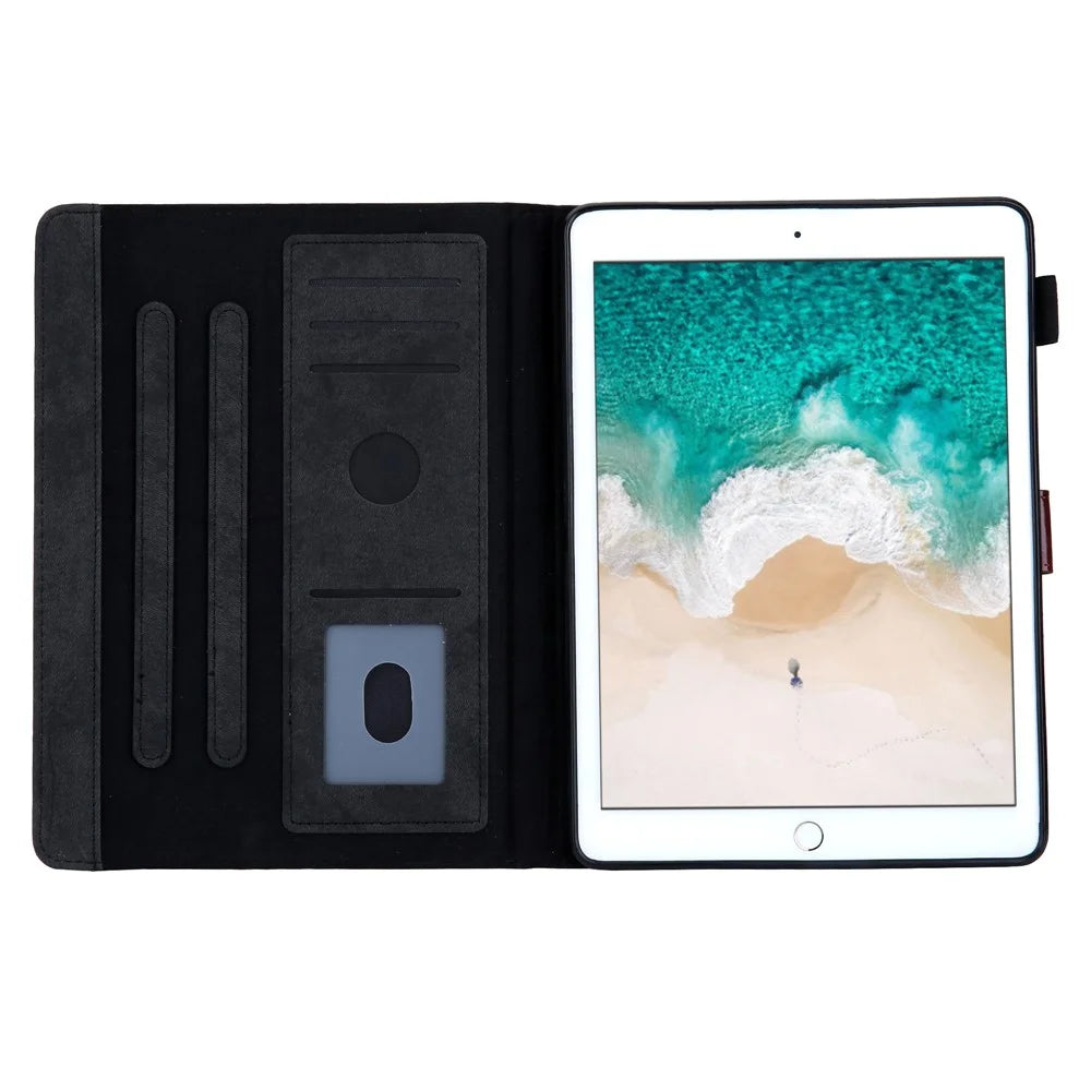 Business Style Auto Wake & Sleep Leather Case with Card Storage for iPad 9.7 (2018)/(2017) /Pro 9.7 inch / Air 2 /Air (2013) - Black - 7