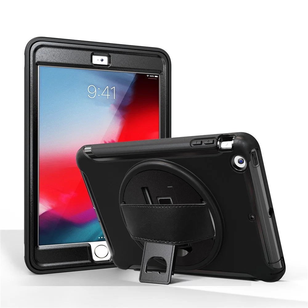3-Layer Multi-functions TPU + PC Hybrid Case for iPad Mini 3/2/1- Black - 1