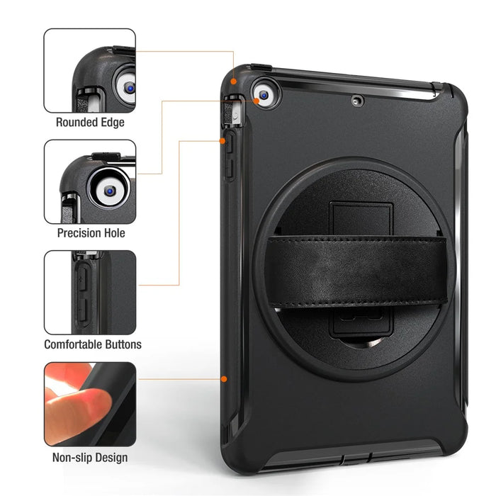 3-Layer Multi-functions TPU + PC Hybrid Case for iPad Mini 3/2/1- Black - 5