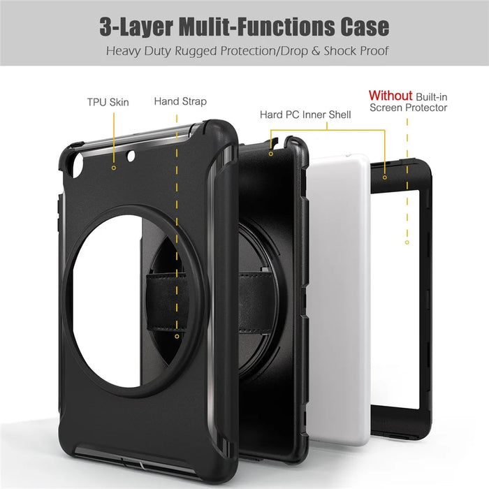 3-Layer Multi-functions TPU + PC Hybrid Case for iPad Mini 3/2/1- Black - 6