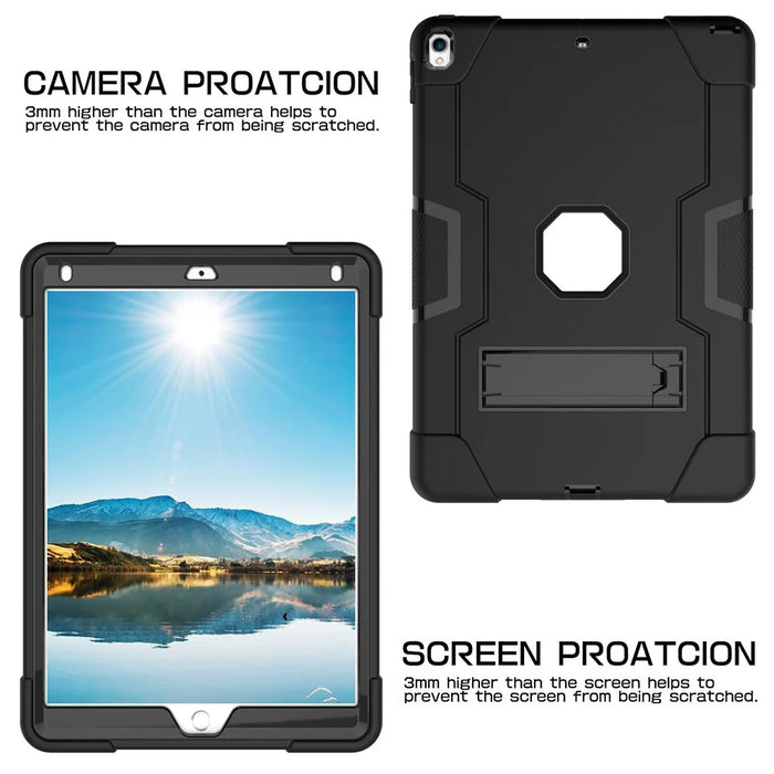 For iPad Air 10.5 inch (2019) Shock Proof TPU + PC Hybrid Tablet Case with Kickstand - All Black - 4