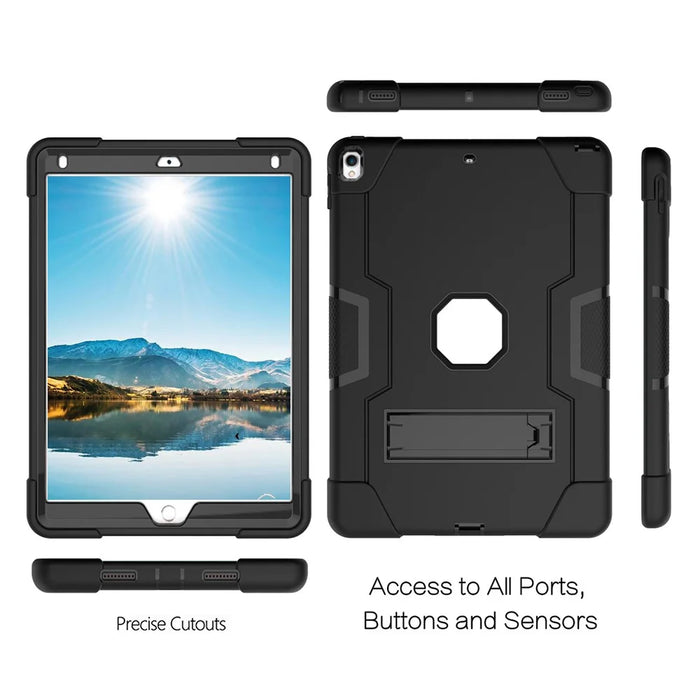 For iPad Air 10.5 inch (2019) Shock Proof TPU + PC Hybrid Tablet Case with Kickstand - All Black - 5