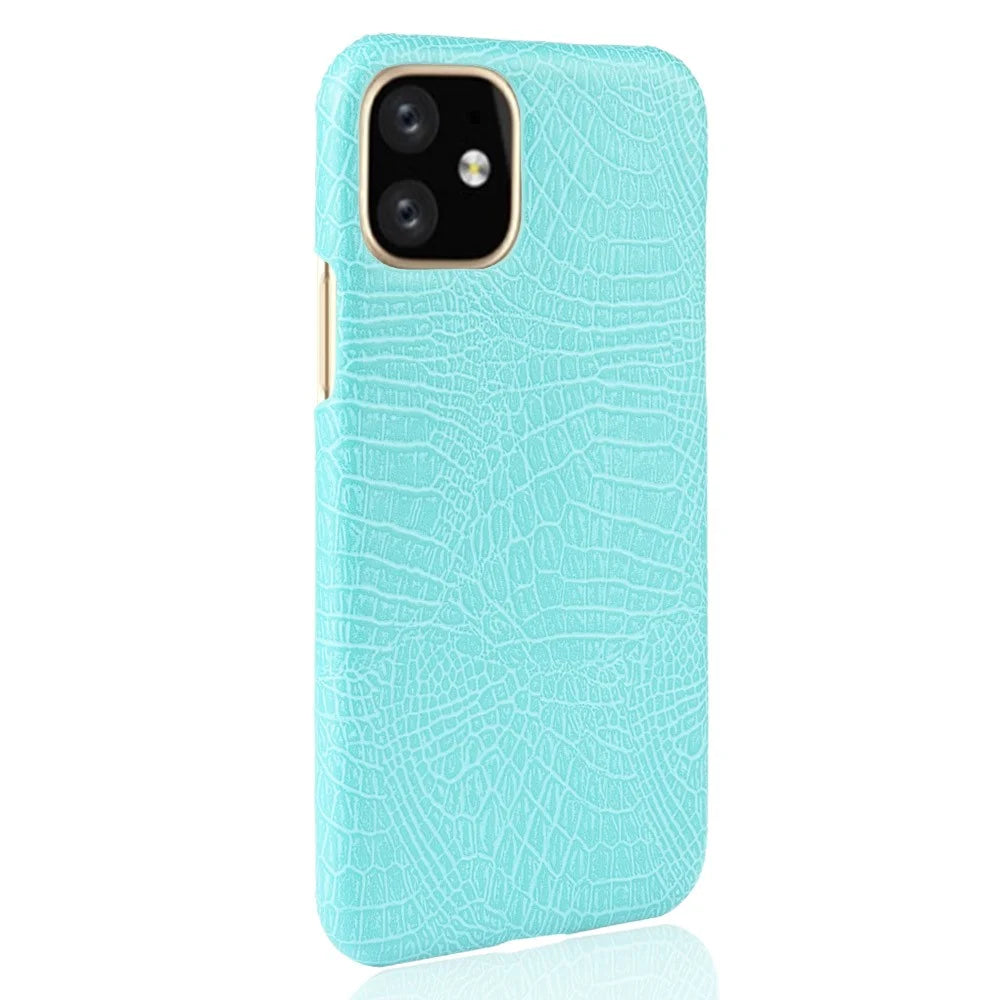 Crocodile Texture PU Leather Coated PC Hard Case for iPhone 11 Pro Max 6.5 inch (2019) - Cyan - 3
