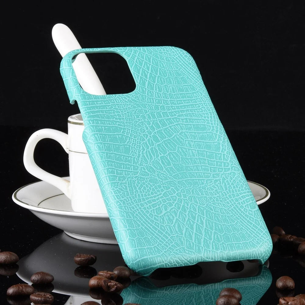 Crocodile Texture PU Leather Coated PC Hard Case for iPhone 11 Pro Max 6.5 inch (2019) - Cyan - 4