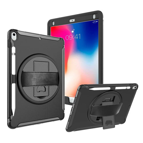 360° Swivel Kickstand PC + TPU Hybrid Tablet Case with Hand Strap for iPad Pro 10.5-inch (2017) - Black - 1