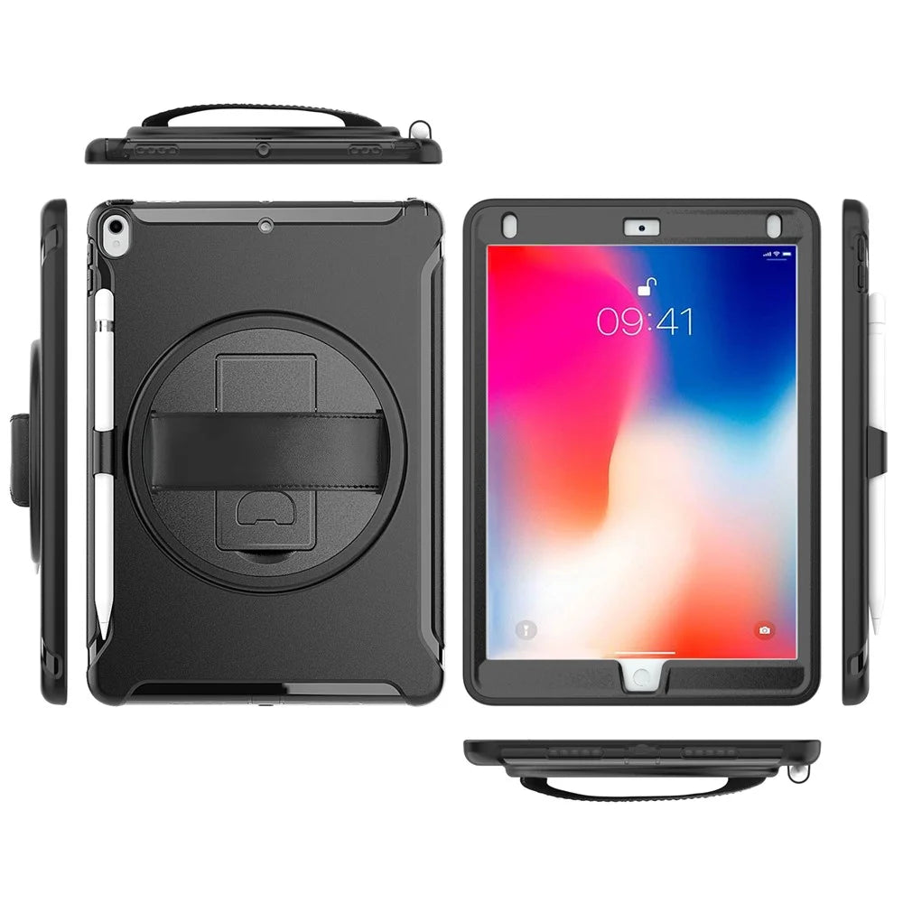 360° Swivel Kickstand PC + TPU Hybrid Tablet Case with Hand Strap for iPad Pro 10.5-inch (2017) - Black - 2