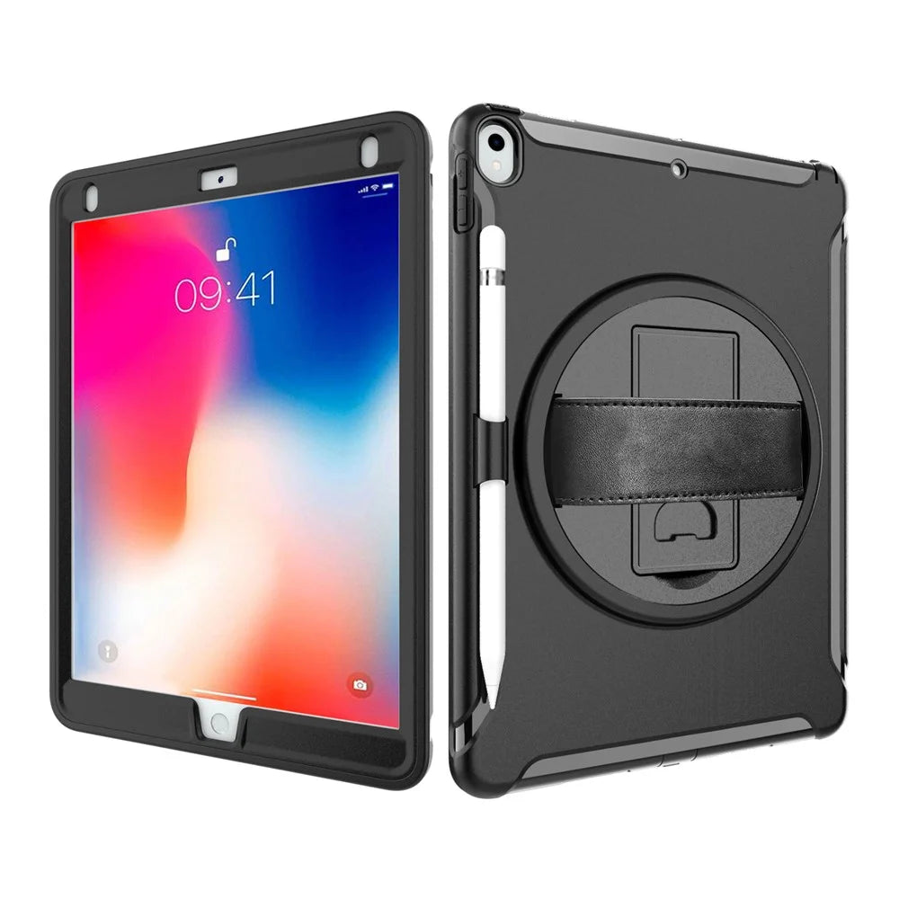360° Swivel Kickstand PC + TPU Hybrid Tablet Case with Hand Strap for iPad Pro 10.5-inch (2017) - Black - 3