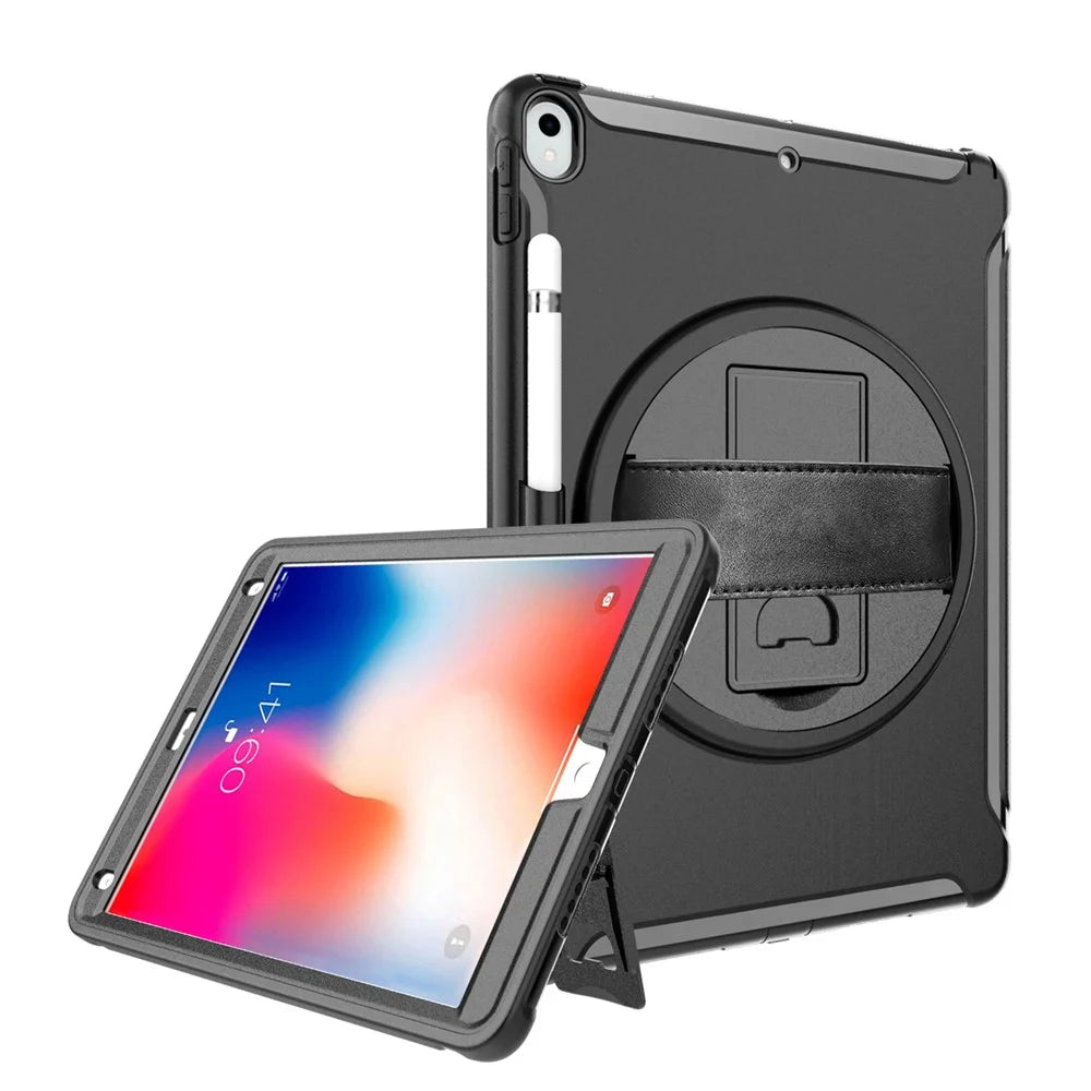 360° Swivel Kickstand PC + TPU Hybrid Tablet Case with Hand Strap for iPad Pro 10.5-inch (2017) - Black - 6