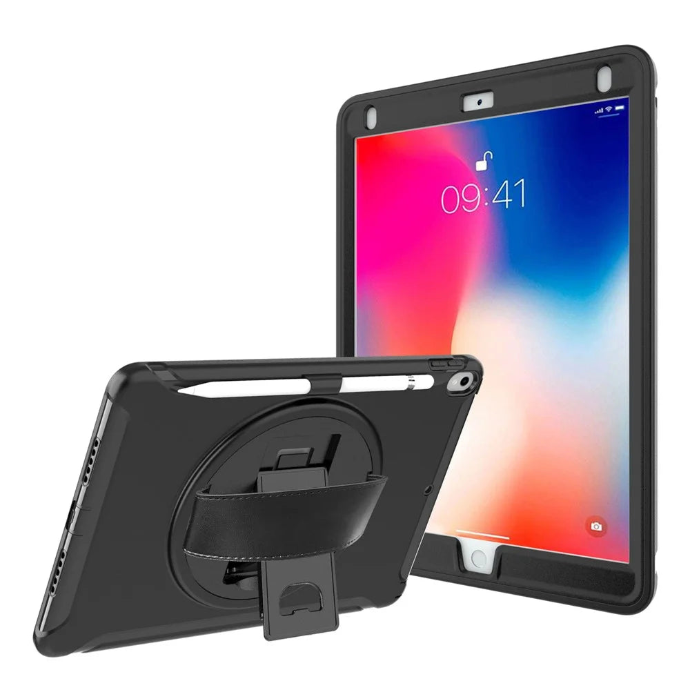 360° Swivel Kickstand PC + TPU Hybrid Tablet Case with Hand Strap for iPad Pro 10.5-inch (2017) - Black - 7