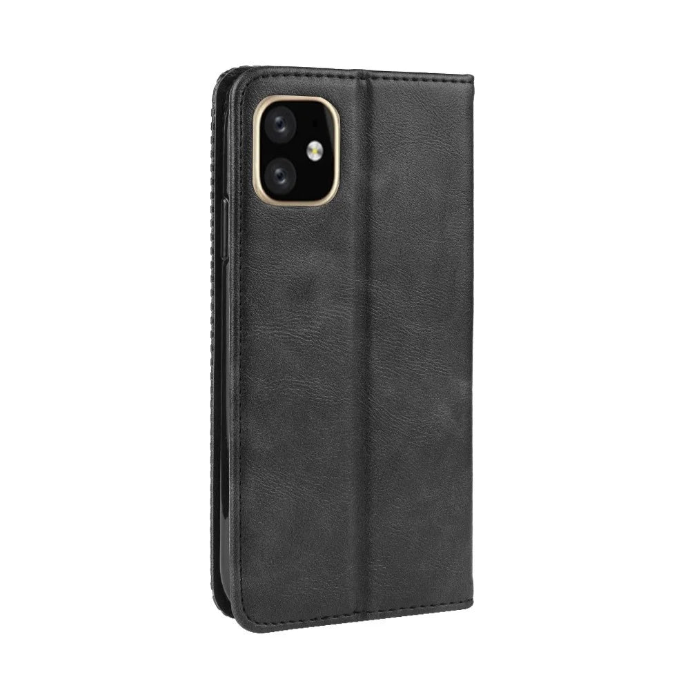 Vintage Style PU Leather Phone Case with Wallet Slot for 	iPhone 11 6.1 inch (2019) - Black - 7