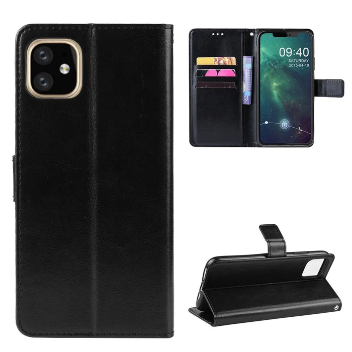 Crazy Horse Texture Leather Wallet Phone Case for 	iPhone 11 6.1 inch (2019) - Black - 1