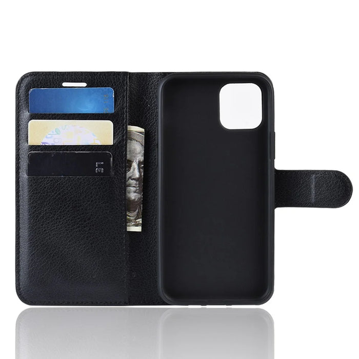 Litchi Skin Wallet Leather Stand Case for iPhone 11 Pro Max 6.5 inch (2019) - Black - 3