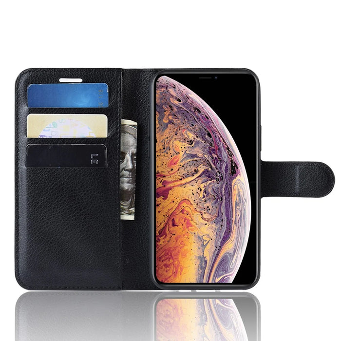 Litchi Skin Wallet Leather Stand Case for iPhone 11 Pro Max 6.5 inch (2019) - Black - 4