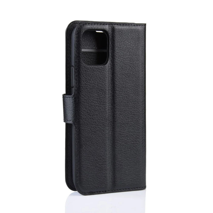 Litchi Skin Wallet Leather Stand Case for iPhone 11 Pro Max 6.5 inch (2019) - Black - 6