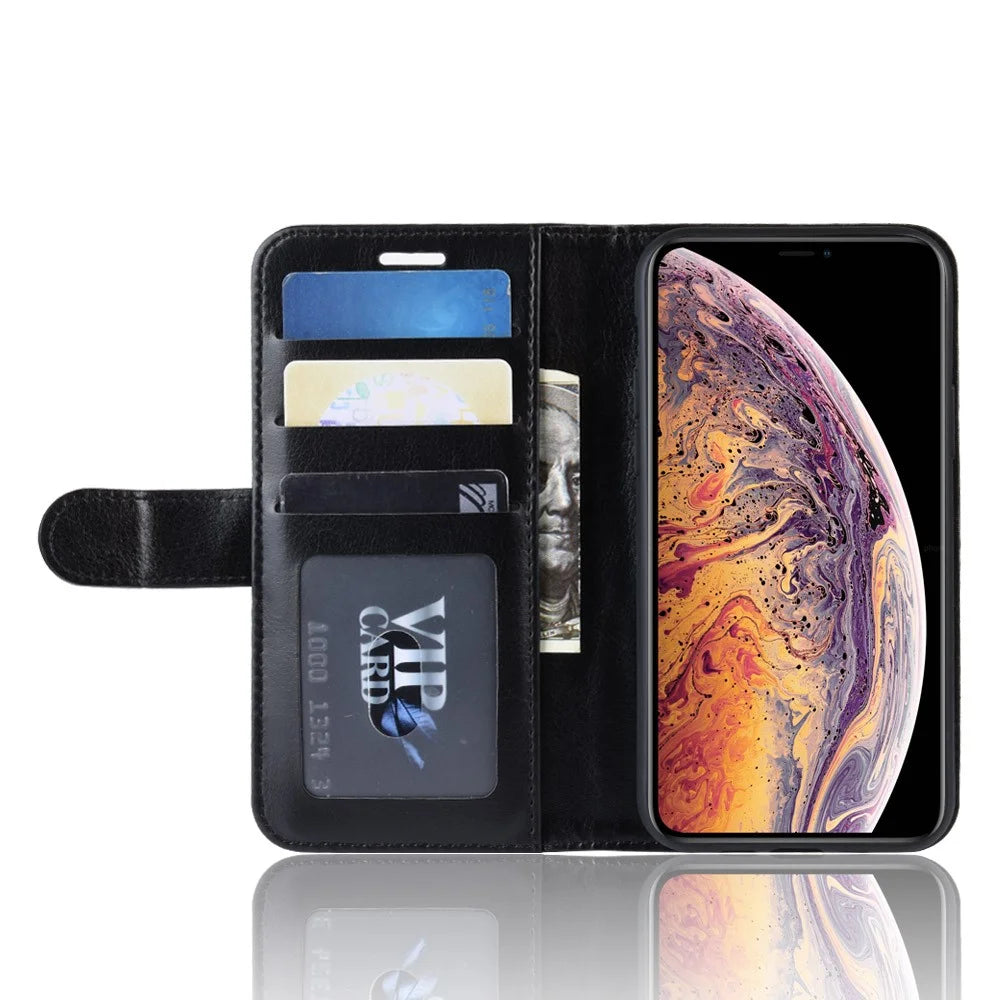 Crazy Horse PU Leather Stand Wallet Flip Phone Case for iPhone 11 Pro Max 6.5 inch (2019) - Black - 5